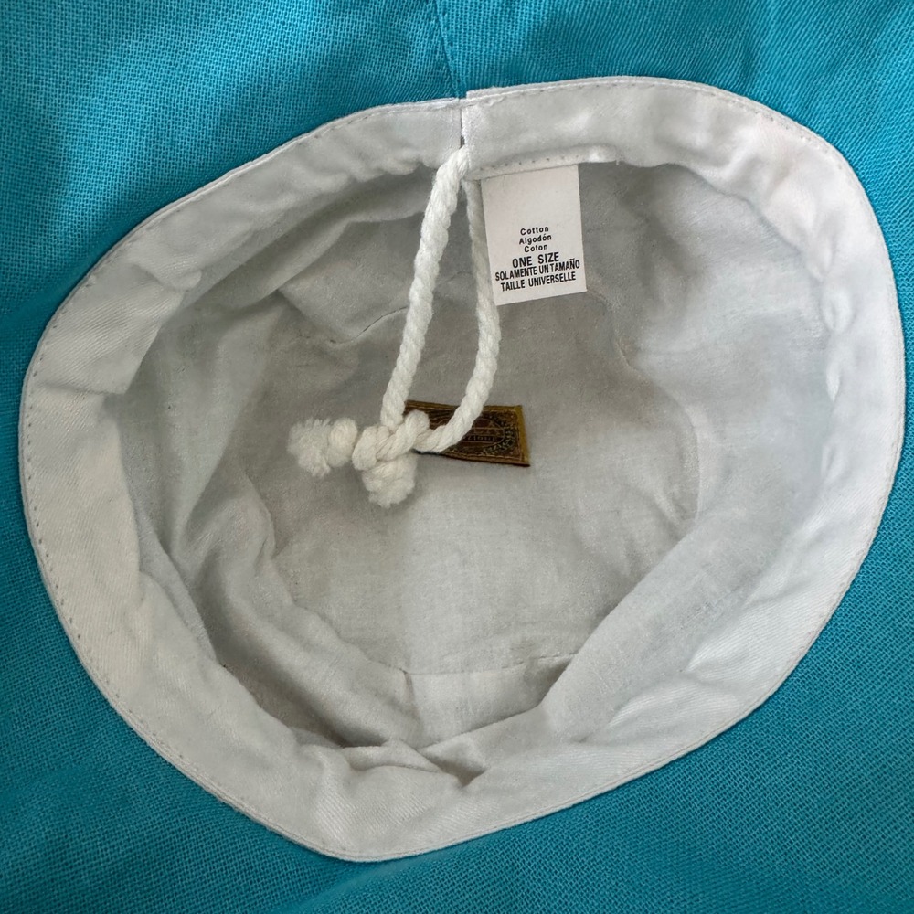 Scala Collezione Women Turquoise Blue Cotton Wide Brim Sun Bucket Hat One Size - Picture 3 of 5